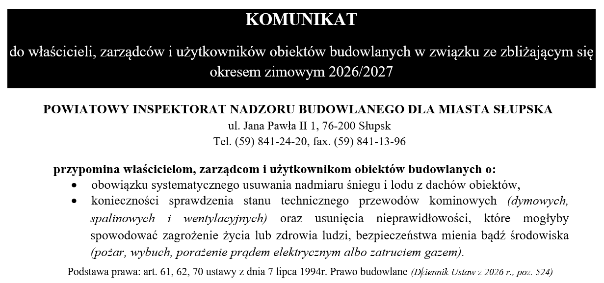 Komunikat zima 2026-2027